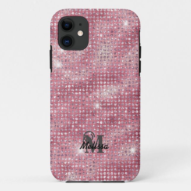 Eleganter rosafarbener Diamant gegossener Mustermo Case-Mate iPhone Hülle (Rückseite)