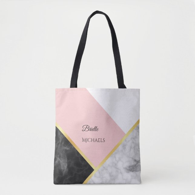 Eleganter rosafarbener Farbblock aus schwarzem Mar Tasche (Vorderseite)