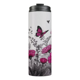 Eleganter rosafarbener, floraler Wärmeleiter Thermosbecher