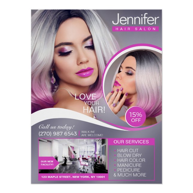 Eleganter rosafarbener Friseur, Schönheitssalon -  Poster (Vorderseite)