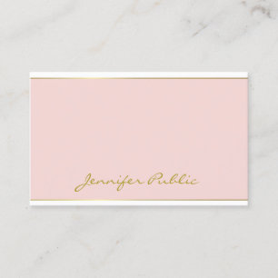 Eleganter, rosafarbener Gold Vorlage Handschrift T Visitenkarte
