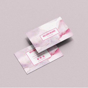 Eleganter rosafarbener Marmor - Goldener Glitzer Visitenkarte