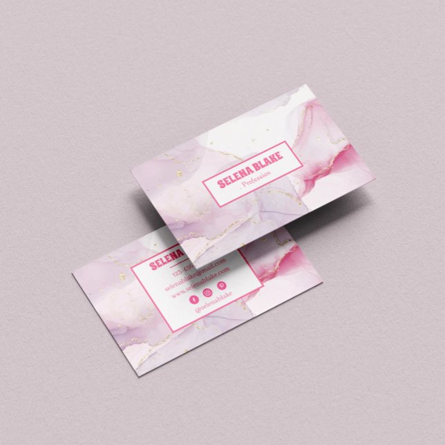 Eleganter rosafarbener Marmor - Goldener Glitzer Visitenkarte (Von Creator hochgeladen)