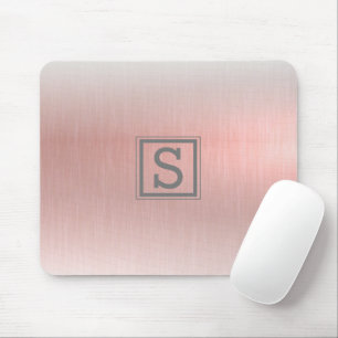 Eleganter, rosafarbener, metallischer Monogramm-Gl Mousepad