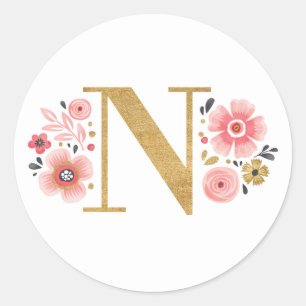 Eleganter rosafarbener Monogram, erster Goldbrief Runder Aufkleber