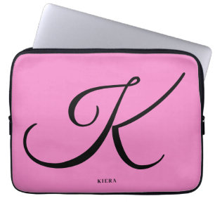 Eleganter rosafarbener Monogramm-Laptop-Sieb Laptopschutzhülle