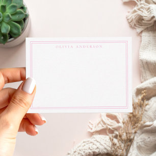 Eleganter rosafarbener Monogramm-Name mit zwei Min Mitteilungskarte