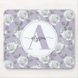 Eleganter Rose Garden in Lavender Monogram Mouse p Mousepad