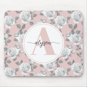 Eleganter Rose Garten in rosa Monogram Mouse pad Mousepad