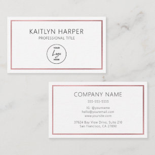 Eleganter Rose-Gold-Folienrahmen Minimal Logo Visitenkarte