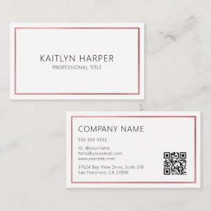 Eleganter Rose-Gold-Folienrahmen Minimal QR-Code Visitenkarte
