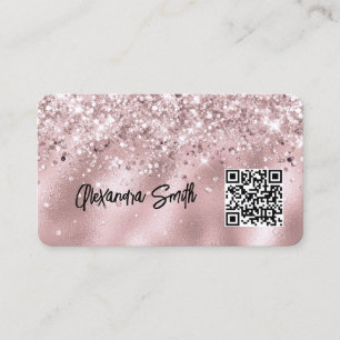 Eleganter Rose Gold Glitter Makeup Artist QR-Code Visitenkarte