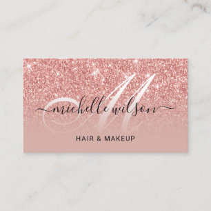 Eleganter Rose Gold Glitzer Monogram Beauty Salon Visitenkarte