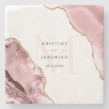 Eleganter Rose Gold Glitzer Monogram Newlywed Ston