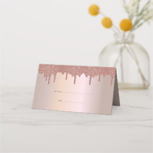 Eleganter Rose Gold Glitzer, Schwarz und Schwarz Platzkarte