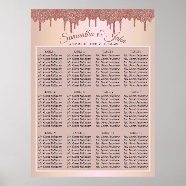 Eleganter Rose Gold Glitzer, Schwarz und Schwarz Poster (Vorne)