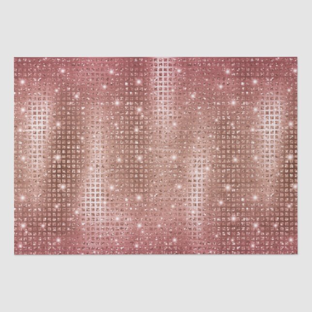 Eleganter Rose Gold Mosaik Metallic Glitzer Seidenpapier (Vorderseite)