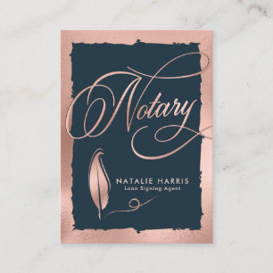 Eleganter Rose Gold & Navy Notar-Agent  Visitenkarte