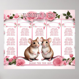 Eleganter Rose Rosa Hochzeitsplan Poster