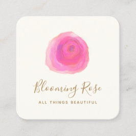 Eleganter Rose-Square-Bus mit floraler Wasserfarbe Quadratische Visitenkarte