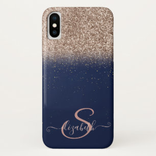 Eleganter Roségold-Glitter-Ombre-Effekt, Navyblau  Case-Mate iPhone Hülle