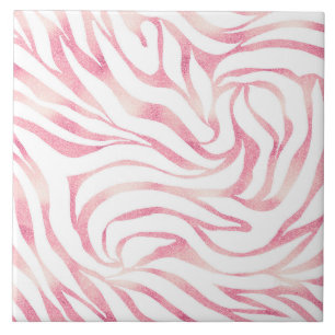 Eleganter Roségold-Glitter-Zebra-Weiß-Tierdruck Fliese