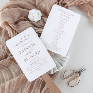 Eleganter Rosen-Gold-Schrift Hochzeitsprogramm-Han Fächer