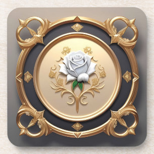 🌸 Eleganter Rosen-Ornamentrahmen Gemütlicher Wohn Getränkeuntersetzer