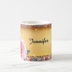 Eleganter Rosen- und Juwelenrahmen Kaffeetasse
