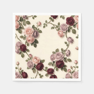 Eleganter Rosenblumenrahmen, sanfte Pastell-Anordn Serviette