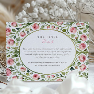 Eleganter Rosengarten Hochzeitsdetails - Umriss Begleitkarte