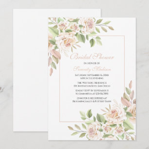 Eleganter Rosengarten Rosa Blumenhochzeit Einladung