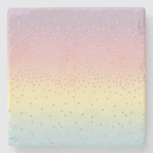 Eleganter RosengoldGlitter Confetti punktiert Steinuntersetzer (Vorderseite)