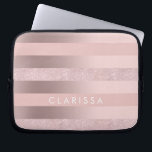 Eleganter RosengoldGlitter u. erröten rosa Laptopschutzhülle<br><div class="desc">Girly Imitat-Rosengold,  Glitter u. erröten rosa Streifen.</div>