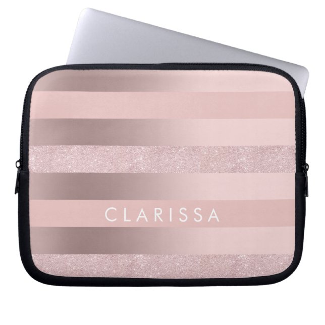 Eleganter RosengoldGlitter u. erröten rosa Laptopschutzhülle (Vorderseite)