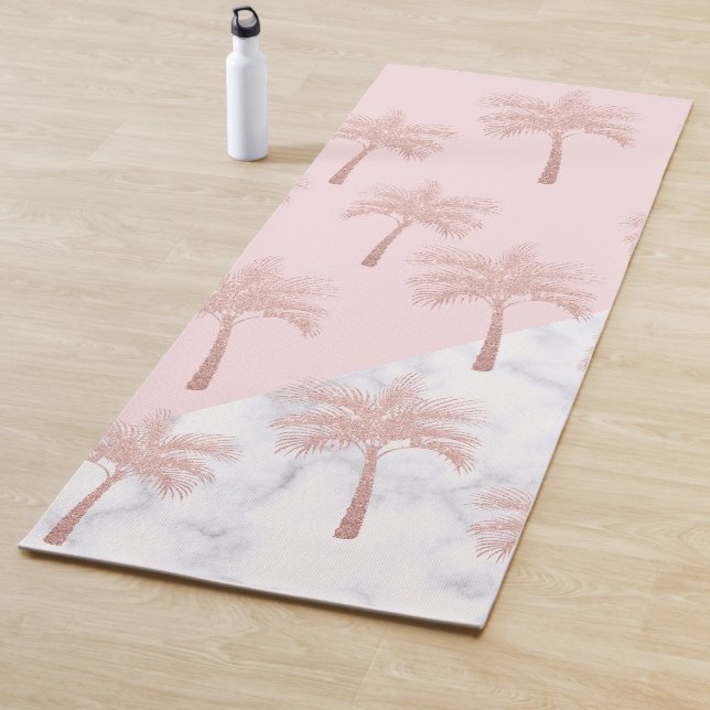 Eleganter RosengoldGlitter u. weißes Marmormuster Yogamatte (Beispiel)