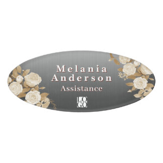 Eleganter Rosengradient-Schimmer Grau Namenschild