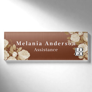 Eleganter Rosengradient Schimmer Kupfer Namenschild