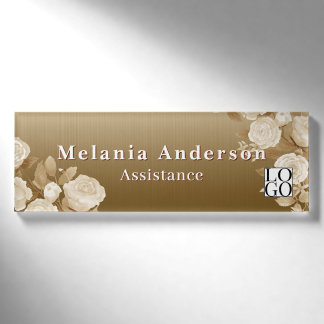 Eleganter Rosengradient Schimmerbraun Namenschild