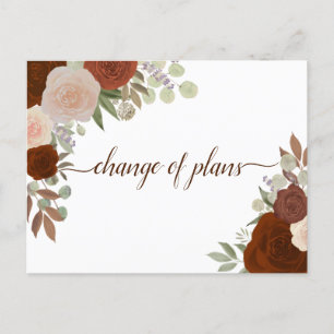 Eleganter Rost Orange Blumenwechsel bei Hochzeitsp Ankündigungspostkarte