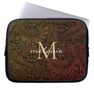 Eleganter Rost Orange Gold Blumen Script Monogramm Laptopschutzhülle