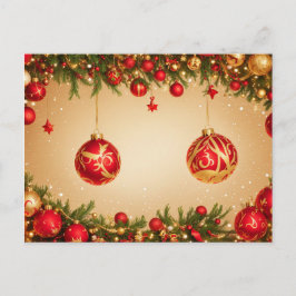 Eleganter Rot-Gold-Weihnachtsrahmen Postkarte