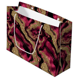 Eleganter Rot- und Gold-Glitzer Agate Birthday Große Geschenktüte
