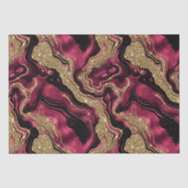 Eleganter Rot- und Gold-Glitzer Agate Birthday Seidenpapier