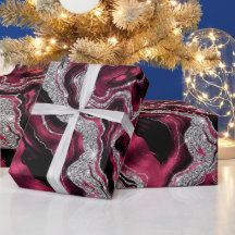 Eleganter Rot- und Silberner Glitzer Agate Birthda