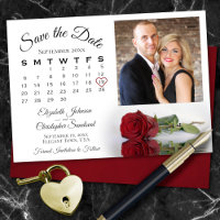 Eleganter Rote Rose Kalender & Foto Hochzeit