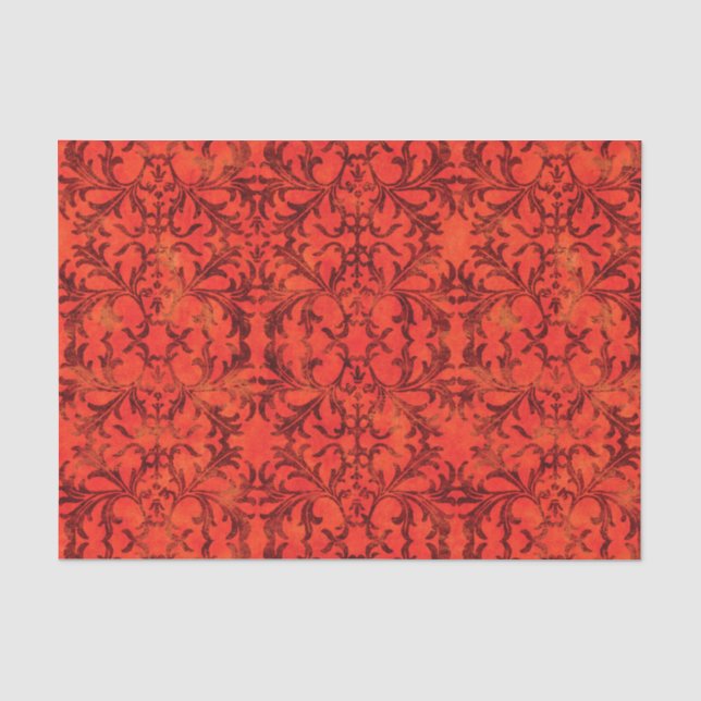 Eleganter roter Damast Seidenpapier (Vorderseite)