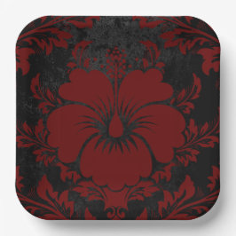 Eleganter, roter Damast Weihnachtsstanzkreuz Telle Pappteller