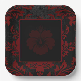 Eleganter, roter Damast Weihnachtsstanzkreuz Telle Pappteller
