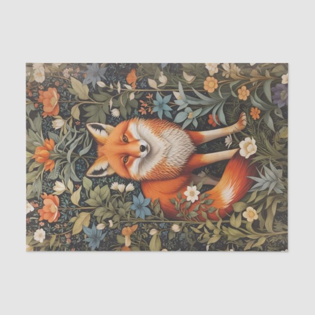 Eleganter Roter Fox Botanischer Wald Seidenpapier (Vorderseite)
